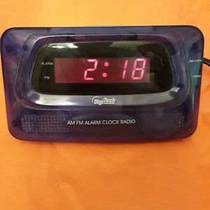 DIGITECH AM/FM ALARM CLOCK RADIO - RED LED DISPLAY MODEL ATC-380 - TRANSLUCENT